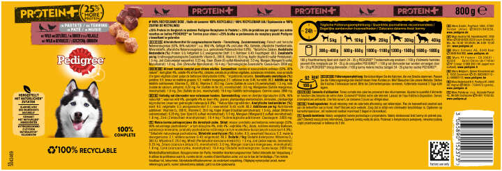 Pedigree Hunde-Nassfutter Protein+ in Pastete mit Wild und Geflügel